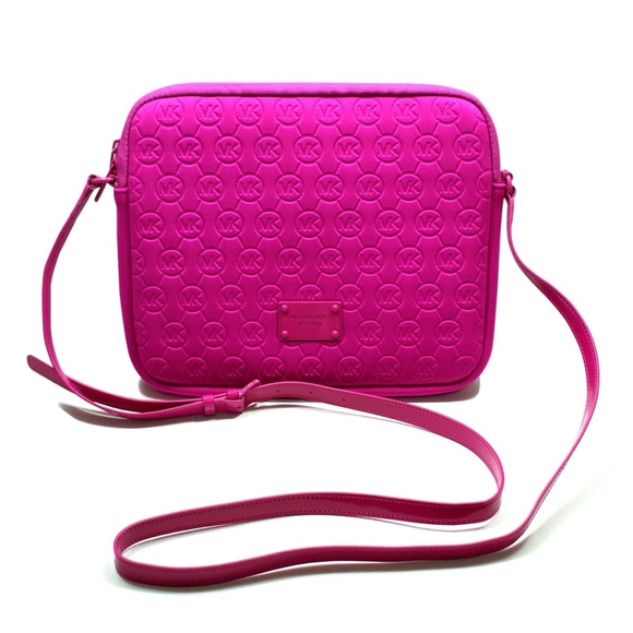 Michael Kors Handbags - NWT Michael Kors Neoprene Pink Ipad Crossbody Bag